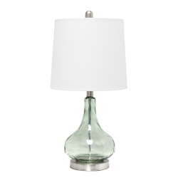 Lalia Home Rippled Glass With Fabric Shade Table Lamp, 23-1/4"H, White Shade/Sage Base
