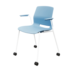 KFI Studios Imme Stack Chair With Arms And Caster Base, Sky Blue/White
