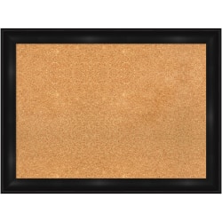 Amanti Art Rectangular Non-Magnetic Cork Bulletin Board, Natural, 32" x 24", Grand Black Narrow Plastic Frame