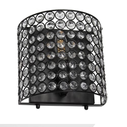 Lalia Home Metal Wall-Mounted Sconce, 4-3/4"W, Crystal/Black