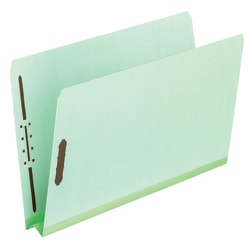 Pendaflex® File Folders With Fasteners, Letter Size, Straight Cut, 2" Expansion, Light Green, Box Of 25 Folders