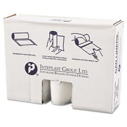 Interplast Group High Density Commercial Can Liner Value Pack, 45 gal, 12 mic, 40" x 46", Clear, Interleaved Roll, 25 Bags/Roll, 10 Rolls/CT