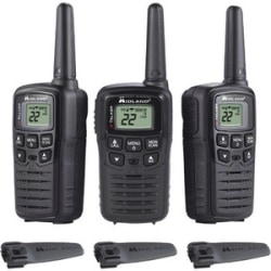 Midland X-TALKER T10X3 Walkie Talkie Three Pack - 22 Radio Channels - Upto 105600 ft - 38 Total Privacy Codes - Auto Squelch, Keypad Lock, Silent Operation, Low Battery Indicator, Hands-free - Water Resistant - AAA - Lithium Polymer (Li-Polymer) - Black