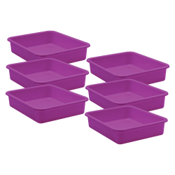 Teacher Created Resources Large Plastic Letter Trays, 3"H x 11-1/2"W x 14"D, Purple, Pack Of 6 Trays