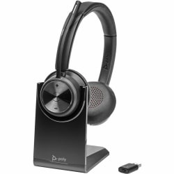Poly Savi 7320 UC Stereo DECT 1920-1930 MHz Headset, Stereo, Wireless, On-Ear, Over-The-Head, Binaural, Supra-aural, Black, 8L549AAABA