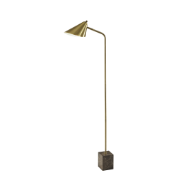 Adesso® Hawthorne Floor Lamp, 55"H, Brown Marble/Antique Brass