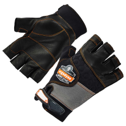 Ergodyne ProFlex 901 Half-Finger Leather Impact Gloves, Small, Black