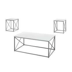 Monarch Specialties Accent End Table, Rectangular, White/Silver