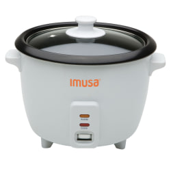 IMUSA Electric Non-Stick 3-Cup Rice Cooker, 7-1/2"H x 8-11/16"W x 8-11/16"D, White