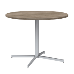 Bush Business Furniture 42-inch Round Conference Table with Metal Base, Modern Hickory/Cool Gray Metallic, Standard Delivery