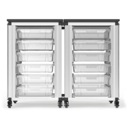 Luxor Modular Classroom Storage Cabinets, 12 Small Bins, 29"H x 18-1/4"W x 18-1/4"D, White, Pack Of 2 Side-By-Side Modules
