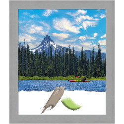 Amanti Art Rectangular Picture Frame, 23" x 27", Matted For 20" x 24", Brushed Nickel