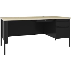Lorell® Fortress 69"W Right-Pedestal Teacher's Computer Desk, Black Maple