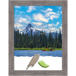 Amanti Art Picture Frame, 21" x 27", Matted For 18" x 24", Pinstripe Plank Gray Narrow