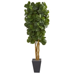 Nearly Natural Fiddle Leaf 90"H Artificial Tree With Planter, 90"H x 30"W x 30"D, Green