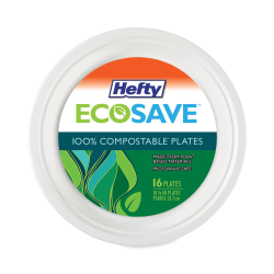 Hefty® ECOSAVE™ Bagasse Plates, 6-3/4", White, 30 Plates Per Pack, Carton Of 12 Packs