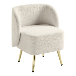 Office Star Abrina Fabric Vanity Accent Chair, Textured Cream