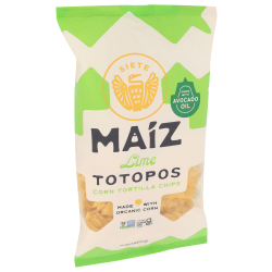 Siete Tortilla Chips, Maiz Lime Totopos, 7.5 Oz, Total Qty 6