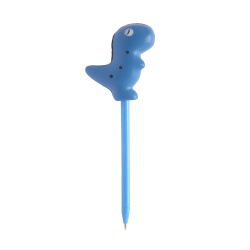 Office Depot® Brand Ballpoint Pen With Topper, Medium Point, 0.7 mm, Blue Barrel, Black Ink, Dinosaur