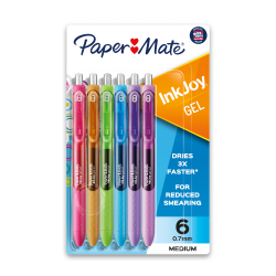 Paper Mate® InkJoy Gel Pens, Medium Point, 0.7 mm, Assorted Fashion Colors, Pack Of 6 Pens