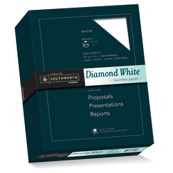 Southworth® Diamond White® 25% Cotton Business Paper, 8 1/2" x 11", 20 Lb, White, Box Of 500