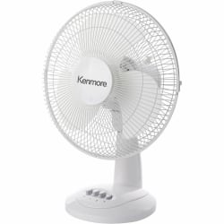 Kenmore 12" Desk Fan - 3 Speed - Oscillating, Air Circulation - White