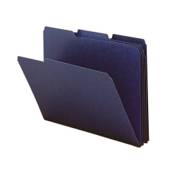 Smead® 1/3-Cut Color Pressboard Tab Folders, Letter Size, 50% Recycled, Dark Blue, Box Of 25