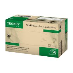 Tronex Finger-Textured Disposable Powder-Free Nitrile Gloves, X-Large, White, Pack Of 150 Gloves