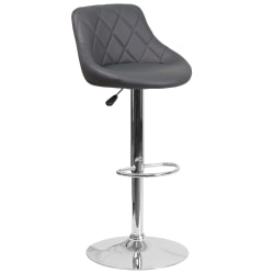 Flash Furniture Contemporary Vinyl Bucket Seat Adjustable Height Barstool with Diamond Pattern Back and Chrome Base, Gray