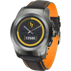 MyKronoz ZeTime Premium Hybrid Smartwatch, Regular, Brushed Titanium/Black Carbon Orange, KRZT1RP-BBK-BKLEA