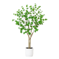 Nearly Natural 5’ Artificial Enkianthus Tree With Planter, 60"H x 26"W x 26"D, White/Green