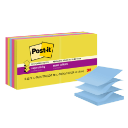 Post-it® Super Sticky Dispenser Pop Up Notes, 3 in. x 3 in., Summer Joy collection, 10 Pads/Pack, 90 Sheets/Pad