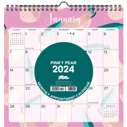 2024 Willow Creek Press Monthly Spiral Art Wall Calendar, 12" x 12", Pinky Pear, January To December 2024