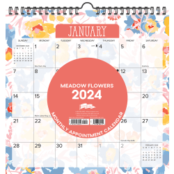 2024 Willow Creek Press Monthly Spiral Art Wall Calendar, 12" x 12", Mea Flower, January To December 2024