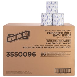 Genuine Joe 2-ply Bath Tissue - 2 Ply - 4.50"x3" - 500 Sheets/Roll - White - Fiber - Perforated, Absorbent, Soft -  - 3550096