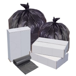 Highmark™ High-Density Can Liners, 22 Mic, 56 Gallons, 43" x 48", Black, Box Of 150