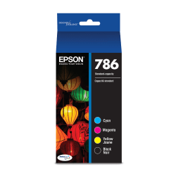 Epson® 786 DuraBrite® Black And Cyan, Magenta, Yellow Ink Cartridges, Pack Of 4, T786120-BCS