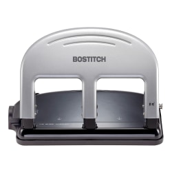 Bostitch® EZ Squeeze™ Three-Hole Punch, 40 Sheet Capacity, Black/Silver