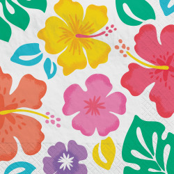 Amscan 712735 Summer Hibiscus Lunch Napkins, 6-1/2" x 6-1/2", Multicolor, Pack Of 100 Napkins
