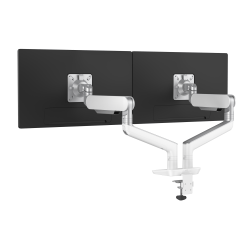 Fellowes® Rising™ 2 Dual Monitor Arm, Fully Adjustable, 28 Lb Capacity Per Arm, Maximum Monitor Width 42.3", Designer White