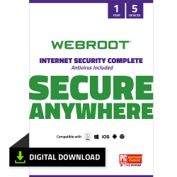 Webroot® Internet Security Complete With Antivirus Protection, 5-Device, 1-Year Subscription