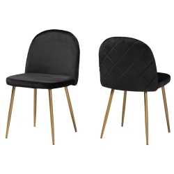 Baxton Studio Fantine Dining Chairs, Black/Gold, Set Of 2 Chairs
