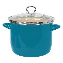 Vasconia® Enamel-On-Steel Straight Stockpot With Glass Lid, 8 Qt, Teal