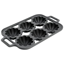 Martha by Martha Stewart 6-Cup Fluted Mold Pre-Seasoned Cast Iron Pan, Black