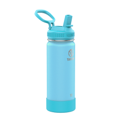 Takeya Actives Spout Reusable Water Bottle, 18 Oz, Glow-In-The-Dark Worm Blue