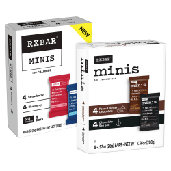 RXBAR MINIS Variety Protein Bars, Choc Sea Salt + PB Choc & Strawberry + Blueberry, 0.9 Oz, 8 Bars Per Box, Pack Of 2 Boxes