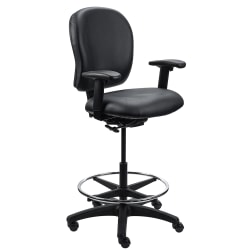 Eurotech Antimicrobial Vinyl/Mesh Task Stool With Back, Black