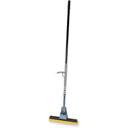 Rubbermaid Commercial 12" Head Steel Sponge Mop - 12" Width Cellulose Head Steel Handle - Refillable - Bronze - 6 / Carton