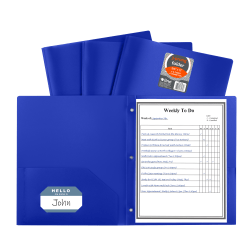 C-Line 2-Pocket Poly Folders With Prongs, Letter Size (8-1/2" x 11"), Blue, Box Of 25 Folders