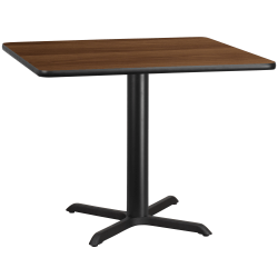 Flash Furniture Laminate Square Table Top With Table-Height Base, 31-1/8"H x 42"W x 42"D, Walnut/Black